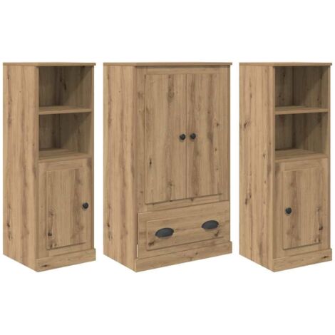 Highboard with Drawer 3 pcs Artisan Oak Engineered Wood vidaXL