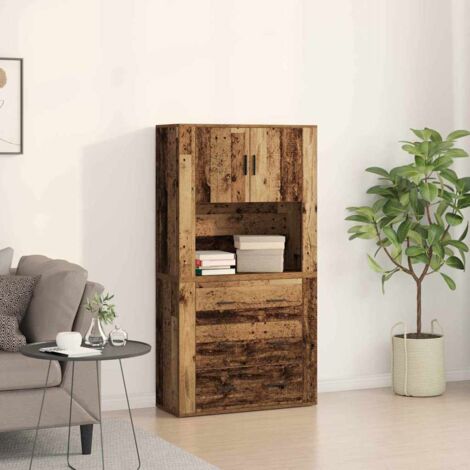 Highboard with Drawer Old wood 80 x 33 x 150 cm Engineered wood vidaXL