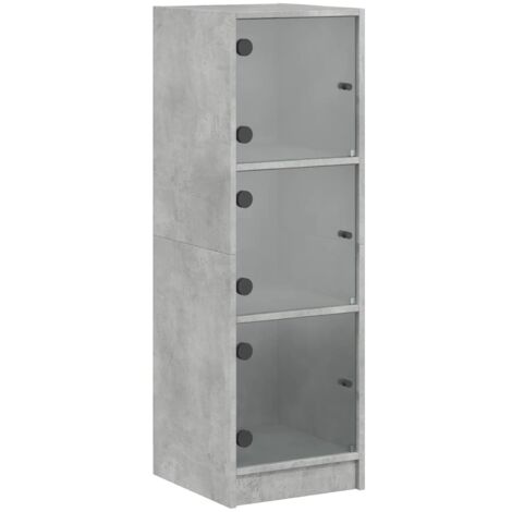 Highboard with Glass Doors Concrete Grey 35x37x109 cm vidaXL