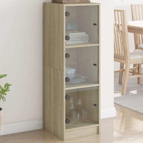 Highboard with Glass Doors Sonoma Oak 35x37x109 cm vidaXL
