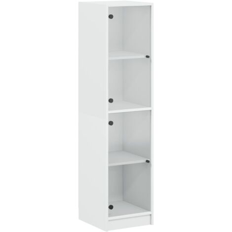 Highboard with Glass Doors White 35x37x142 cm vidaXL