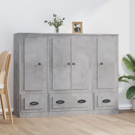 Highboards 3 pcs Concrete Grey Engineered Wood vidaXL
