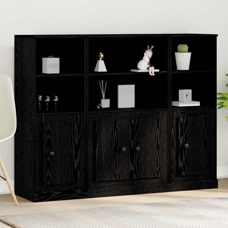 Vidaxl Highboard Schwarz Eiche 132x35, 5x103, 5 Cm Holzwerkstoff