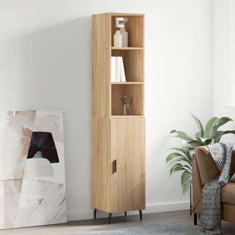 Highboard，Sideboard，Kommode fuer Wohnzimmer, Küche Sonoma-Eiche 34,5x34x180 cm Holzwerkstoff XUBT93149 BonneVie