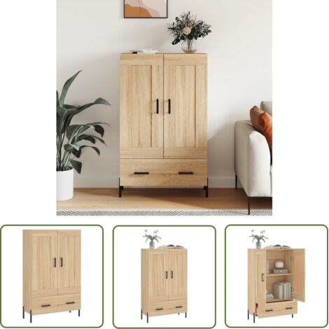 Highboard，Sideboard，Kommode fuer Wohnzimmer, Küche Sonoma-Eiche 69,5x31x115 cm Holzwerkstoff XUBT92414 BonneVie