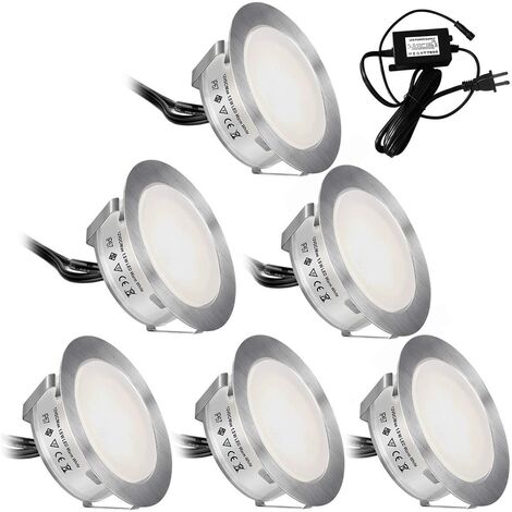 Highsam – Lot de 6 spots encastrables extérieurs IP67 12V – Lumière blanche 10W – Design élégant pour installation facile – Pour éclairage paysager