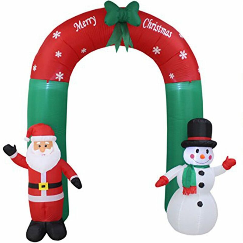 

Happyshop - Hight 8FT Navidad inflable Papa Noel y muneco de nieve Arco Decoracion de patio Decoraciones para el hogar de vacaciones Patio Luces LED