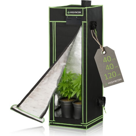 HIGHWERK Tenda da coltivazione 40 x 40 x 120 cm  Growbox indoor per coltivazione piante, nero verde