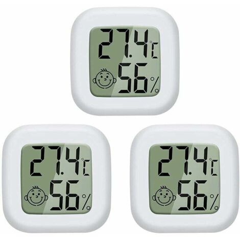 Higrómetro 3 piezas Mini LCD Termómetro digital Habitación del bebé Sala de estar Oficina Refrigerador Termómetro e higrómetro interior