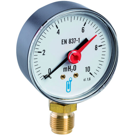 Higrómetro de conexión vertical 12x17 - dial de Ø63mm de 0 a 10 bares