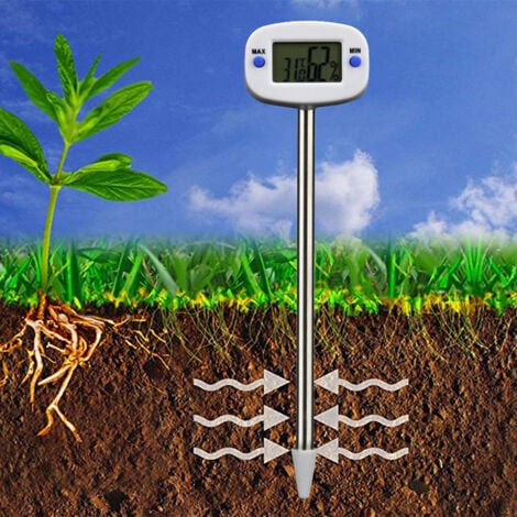 AHLSEN Higrómetro digital de suelo, medidor de humedad y temperatura para plantas, con sonda para jardín, granja, interior y exterior.