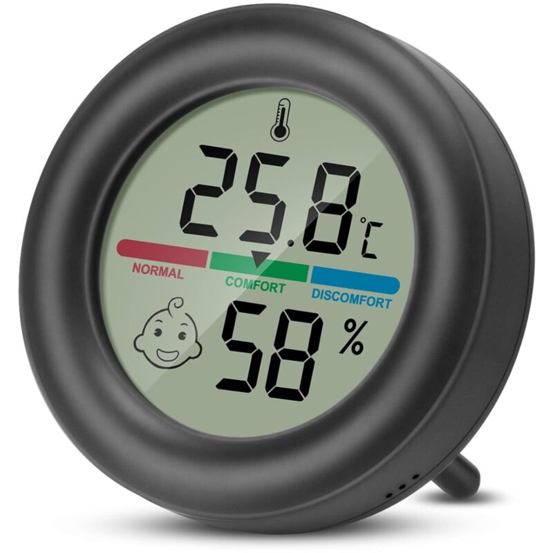 Higrómetro, termómetro interior, comprobador de temperatura y humedad, digital, portátil, con indicador de nivel de confort y soporte para
