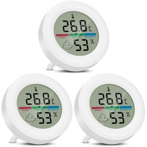 Higrómetro, termómetro, termómetro digital de interior con indicador de nivel de confort y soporte para oficina, sala de estar, invernadero, juego de 3