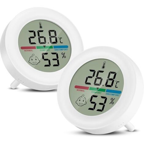 Higrómetro Thlevel Mini, termómetro digital para interiores, termómetro de temperatura y humedad con pantalla de confort para oficina, invernadero, sótano, paquete de 2