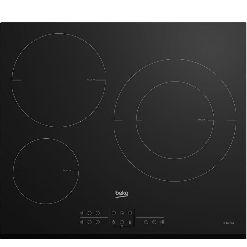 Beko - placa de inducción 60cm 3 fuegos 7200w negra - HII63200MTB