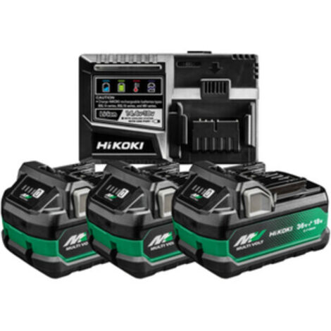 Hikoki 3 Akkus 36V 2,5 Ah / 18V 5,0 Ah MULTI VOLT BSL36A18X + Ladegerät UC18YSL3