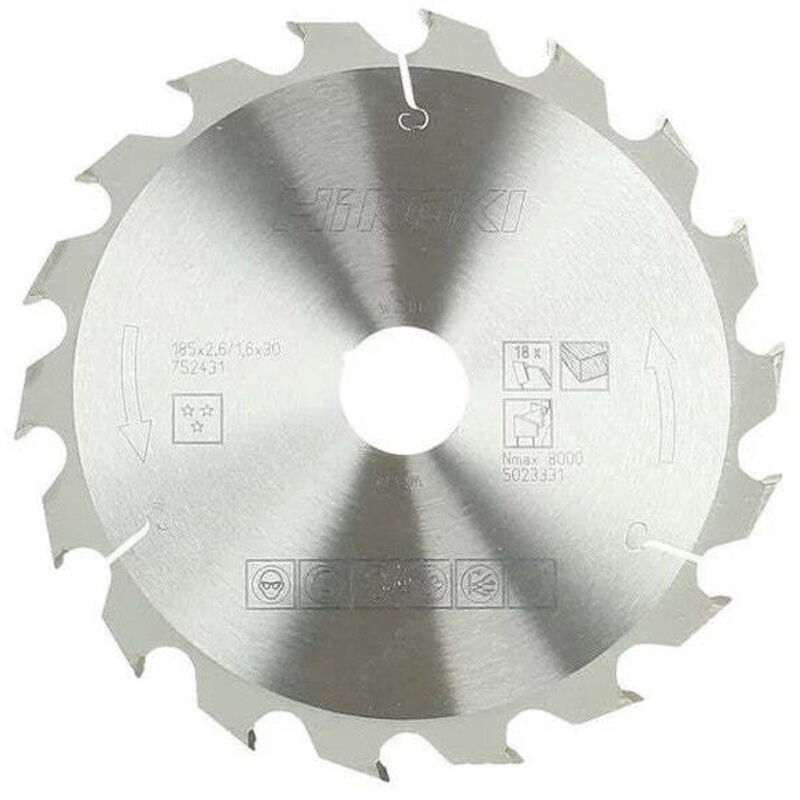 Lame de scie circulaire pour bois HIKOKI 752431 185x30x1 6mm 18 dents - vue 2