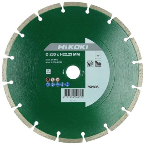 Hikoki 752802 -Disco di Diamante 125 x 22,2 x 7 mm universale generale opera ad essere segmentato altezza del segmento 7 mm