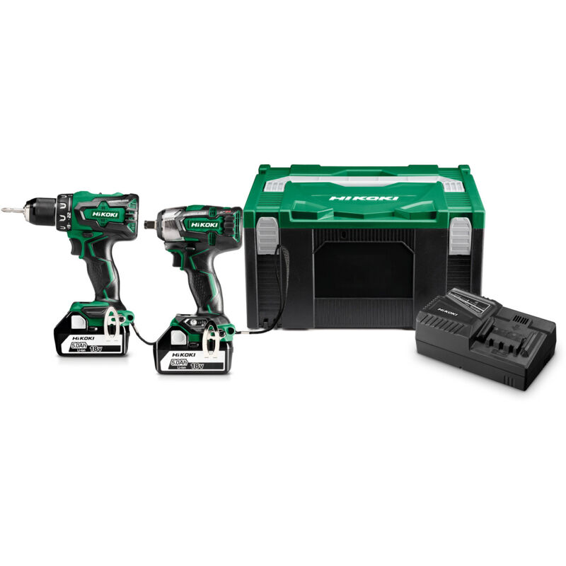 Pack HIKOKI KC18DPL Perceuse visseuse DS18DBSL + Visseuse &agrave; choc WR18DBDL2 (2 x 5,0 Ah)