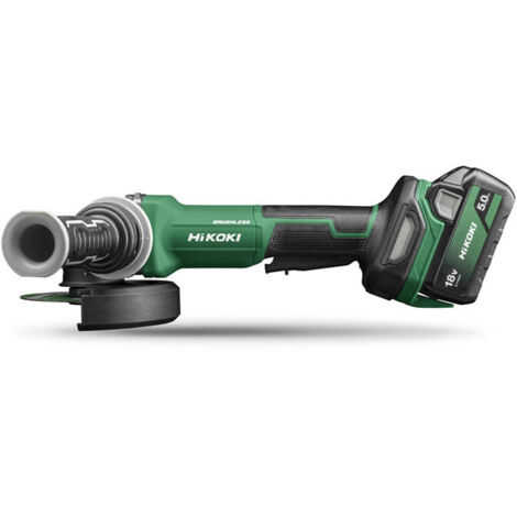 HIKOKI Akku Winkelschleifer G1813DF (18V, 2x5,0 Ah Li-ion Akkus, Schleifscheiben Ø: 125 mm, Antriebsspindel: M14, Leerlaufdrehzahl: 8000 min-1, Brushless Motor) Plus Zubehör komplett im HSC III Koffer