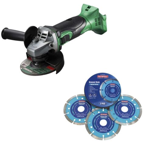 HiKOKI Cordless Angle Grinder 115mm 18V Hi Torque + X3 Diamond Blades G18DSL2W4Z