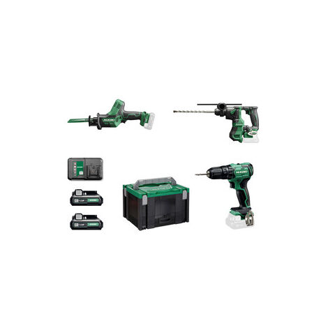 HIKOKI/HITACHI SET TRAPANO+SEGACCIO+TASSELLATORE KC12SKB 12V