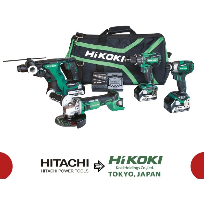 Hikoki - KC18DG4L Kit Combo Brushless 18V - 5.0Ah (DH18DBLW4 + DV18DBSLW3 + G18DBLW7 + WH18DBDL2W4)