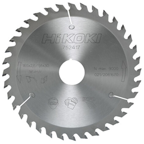 Hikoki – Lame de scie circulaire 165 mm – Alésage 20 mm – 18 dents pour bois dur – Coupe nette sans éclat – Compatible machines sans fil