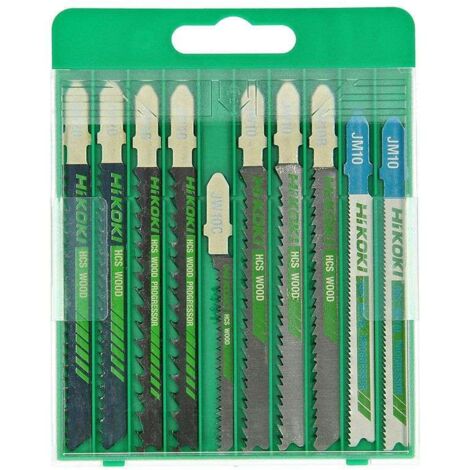 Hikoki – Lame de scie sauteuse pour bois dur – Pack de 10 lames panachées – Coupe nette sans éclat – 750049