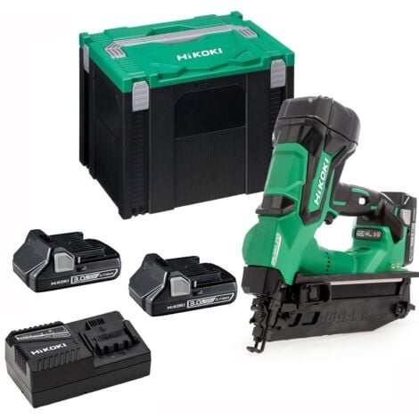 HiKOKI NT1865DMB 18V Brushless Angled Finish Nailer Kit 16G Nail Gun x2 3AH Batt