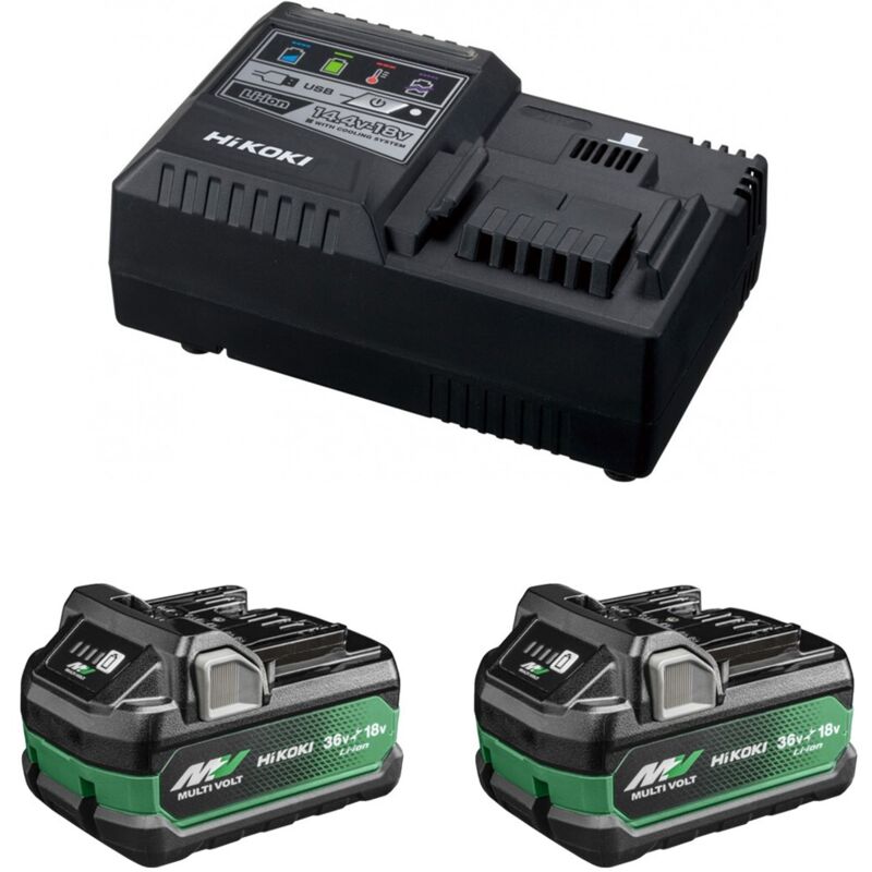 Hikoki - Kit 2 batteries 36V 2,5Ah MultiVolt BSL36A18X + chargeur rapide 14,4V-18V UC18YSL3WHZ