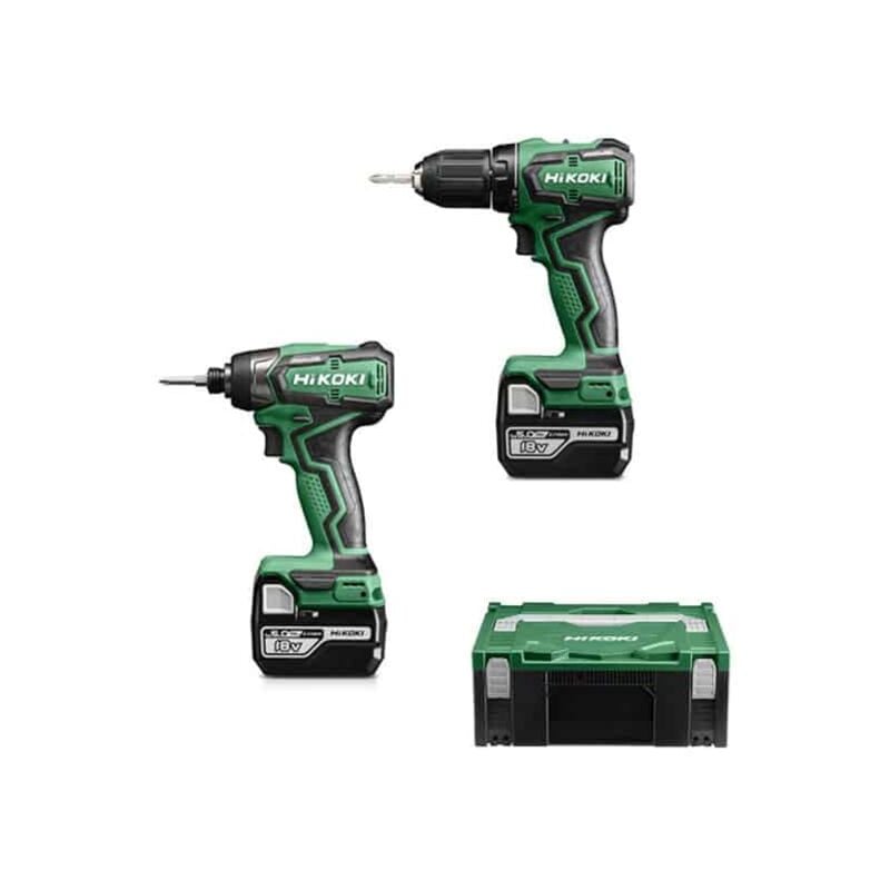 Hikoki - Pack Brushless Perceuse + Visseuse à chocs 18V + 2 batteries Li-Ion 5Ah + chargeur + coffret de transport - KC18DDWAZ