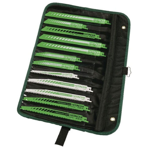 Hikoki – Pochette de 12 lames de scie sabre – Pour bois dur et béton armé – Longueur 30-33-24-18-19-14-17mm – 752049 - 024x2-