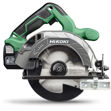 Hikoki – Scie circulaire 18V avec 2 batteries 5Ah – Diamètre lame 165 mm – Capacité de coupe 57 mm à 90° – Moteur Brushless puissant - C1806DAWRZ