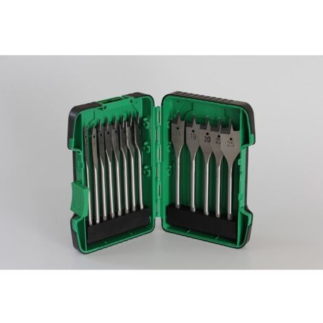 Hikoki – Set de 13 ciseaux à bois plats 150mm – Acier au carbone – Diamètres 6 à 25mm – Pour perçage précis dans tous types de bois