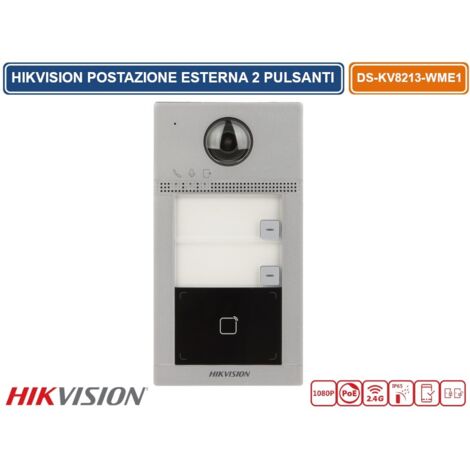 HIKVISION DS-KV8213-WME1(B) POSTAZIONE ESTERNA 2 PULSANTI VIDEOCITOFONO WIFI / IP CON TELECAMERE HD 2.0MPX E LETTORE DI PROSSIMITÀ MIFARE CARD STANDARD POE/12V DC IP65 IK08