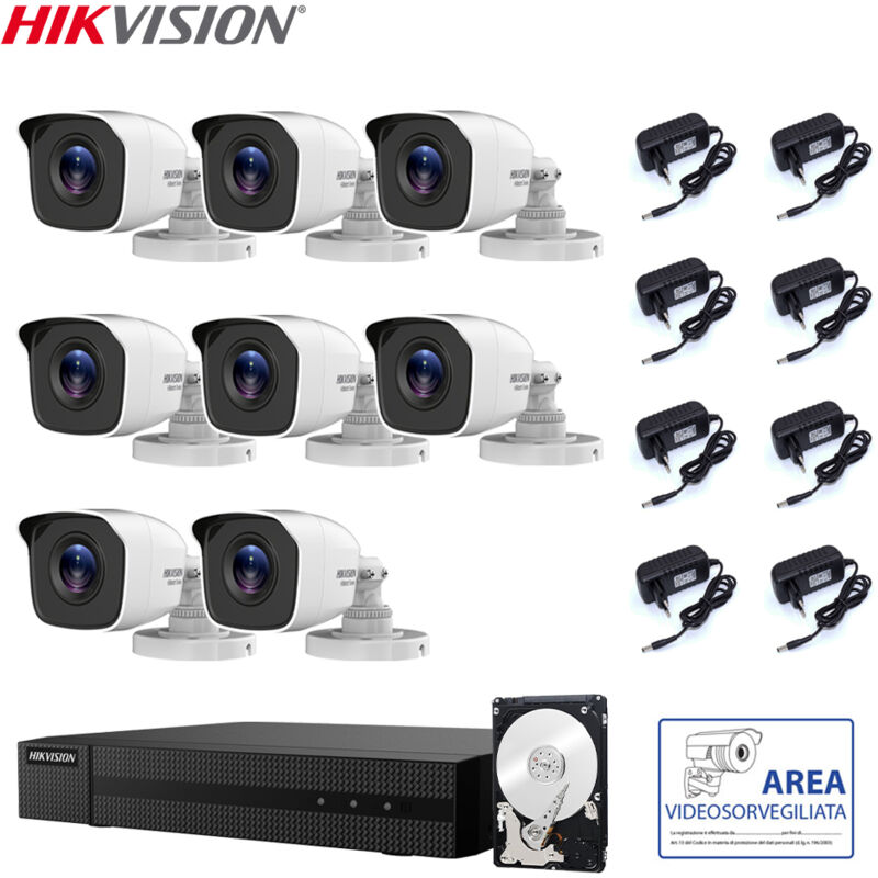 Hikvision - dvr video surveillance kit 8 canaux 8 cameras 4 mpx 2 tb