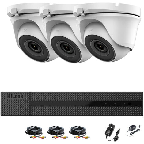 HIKVISION HILOOK 4 CHANNELS 1080P HD-TVI SECURITY CAMERA SYSTEM WITH 3 X 1080P WEATHERPROOF DOME CAMERA, CONVENIENT EMAIL ALERT WITH IMAGES, RECORDING AND PLAYBACK, SUPER NIGH VISION- different size HDD available
