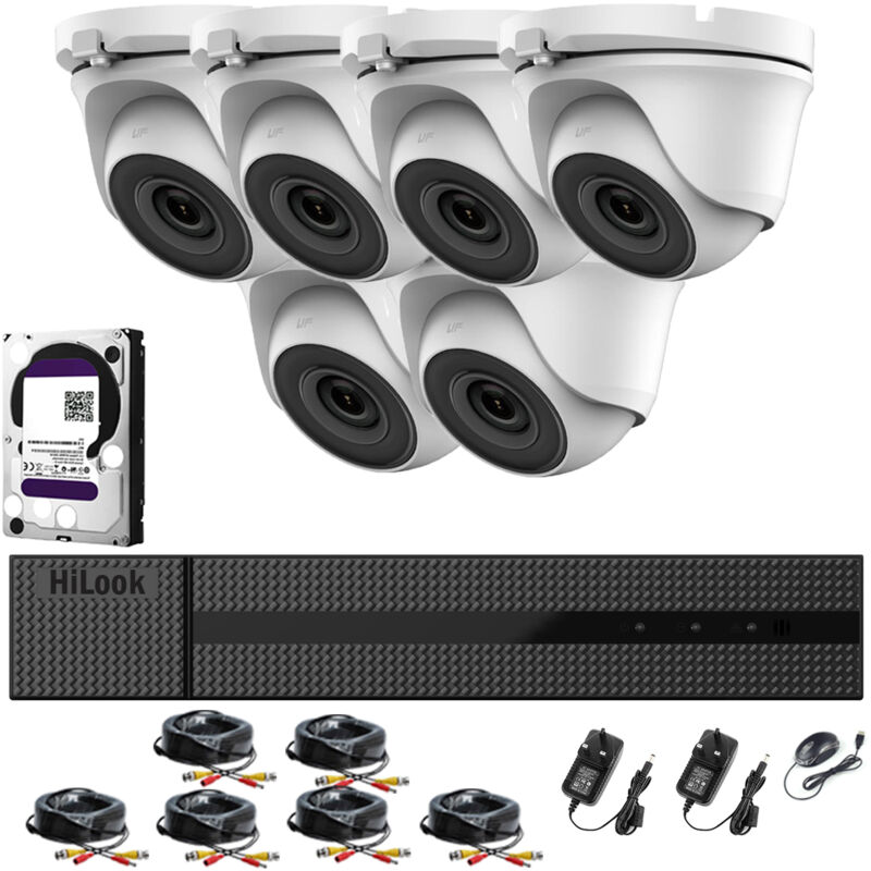 Hikvision Hilook Home cctv Cameras System 4 Channel 8MP 4K Surveillance dvr Kit and 4 x Govision 8MP 3.6mm Outdoor Indoor Grey cctv Cameras uhd smart