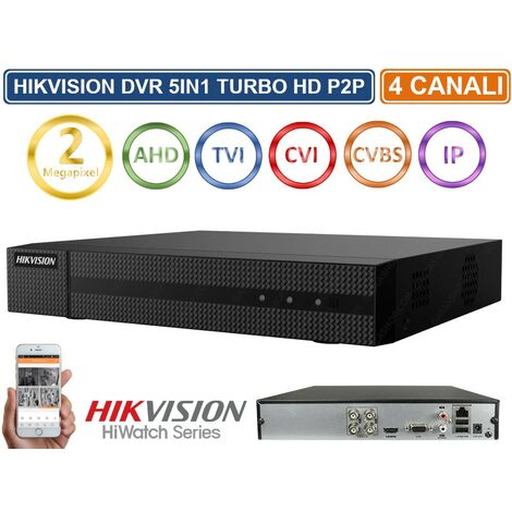 HIKVISION HWD-5104M DVR 5IN1 AHD CVI TVI CVBS IP 4 CH CANALI UTC 2 MPX TURBO HD - Capacità Hard Disk: 2TB
