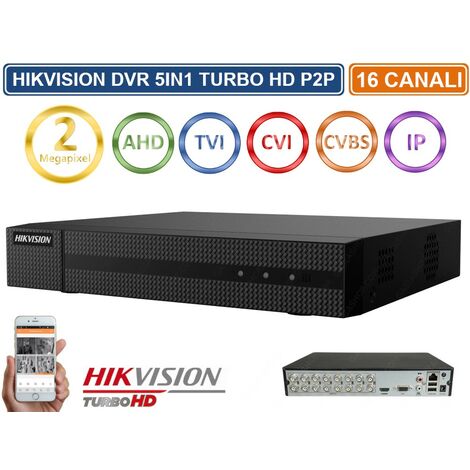 HIKVISION HWD-5116M DVR 5IN1 AHD CVI TVI CVBS IP 16 CH CANALI UTC 2 MPX TURBO HD - Capacità Hard Disk: 2TB