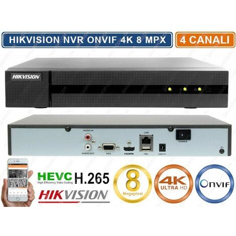 HIKVISION HWN-4104MH HIWATCH SERIES NVR 4K HD 4CH@8MPX H.265+ 80MBPS P2P ONVIF - Capacità Hard Disk: Nessun Hard Disk