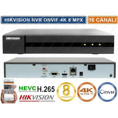 HIKVISION HWN-4116MH HIWATCH SERIES NVR 4K HD 16CH@8MPX H.265+ 80MBPS P2P ONVIF - Capacità Hard Disk: 3TB