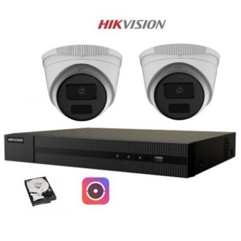 HIKVISION KIT VIDEOSORVEGLIANZA IP POE 4 CANALI 2 TELECAMERE DOME 4 MPX 500GB