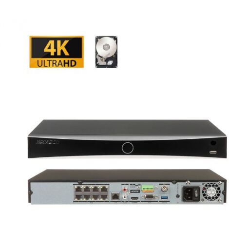 Hikvision NVR Registratore 8 Canali PoE acusense + Hard disk 1 Tb - DS-7608NXI-I2/8P/S F