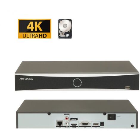 Hikvision NVR Registratore IP 4 canali 12Mp acusense + Hard disk 1Tb - DS-7604NXI-K1 (4K) F