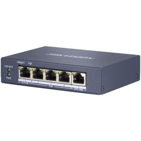 HIKVISION Przełącznik 4xPoE (1x HiPoE 60W), 1xUplink