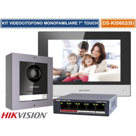 HIKVISION VIDEO INTERCOM KIT IP 2MPX AD UNA CHIAMATA DISPLAY 7" E SWITCH 4 PORTE POE 1 PORTA UPLINK SD CARD