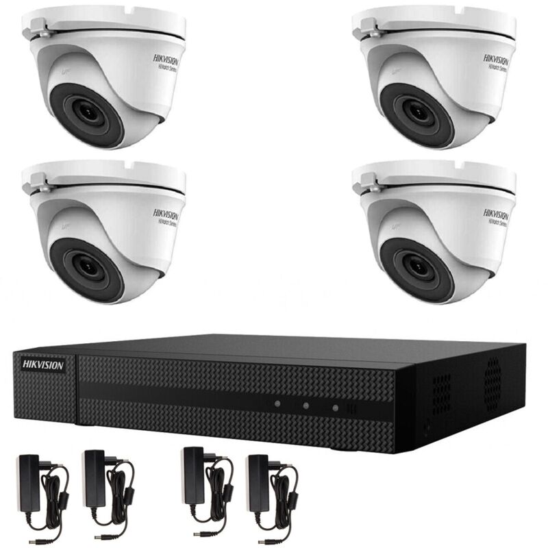 Hikvision - video surveillance kit 4 cameras dome 5 mpx dvr 4 canaux ahd