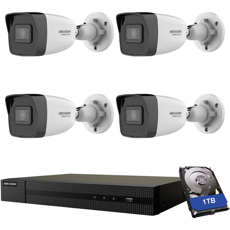 Hikvision - video surveillance kit 4X cameras 2MPX nvr 1TB hiwatch 4 canaux 6 mpx